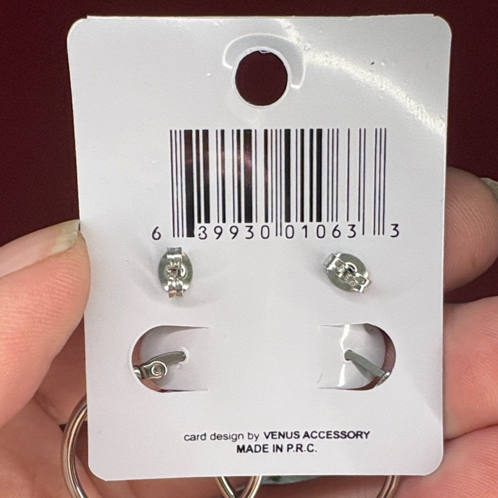 Chloe Silver Hoops and Green Star Earrings - Picture 2 of 3